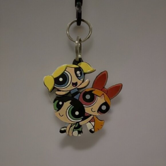Vintage Power Puff Girls Keychain Cartoon Network Backpack Charm Blossom Bubbles - Picture 5 of 10
